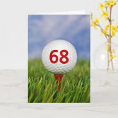 68ste verjaardag Golfbal op rood T-shirt Kaart (Gele Bloem)