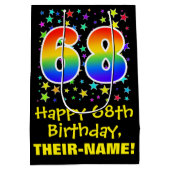 68ste verjaardag: Kleurrijke Sterren Patroon & Reg Medium Cadeauzakje (Achterkant)