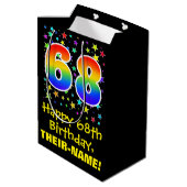 68ste verjaardag: Kleurrijke Sterren Patroon & Reg Medium Cadeauzakje (Achterkant Gekanteld)