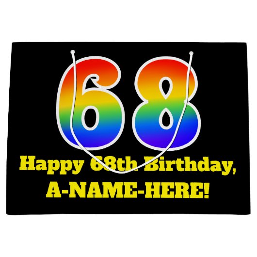 68ste verjaardag ~ Leuk, Kleurrijk, Levendig, Rege Groot Cadeauzakje (Voorkant)