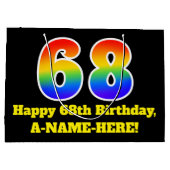 68ste verjaardag ~ Leuk, Kleurrijk, Levendig, Rege Groot Cadeauzakje (Achterkant)