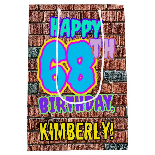 68ste verjaardag: Leuk, Urban Graffiti geïnspireer Medium Cadeauzakje (Achterkant)