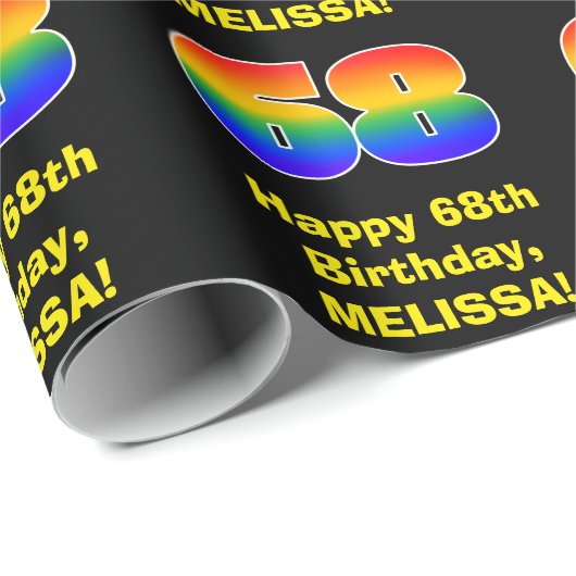 68ste verjaardag: Leuke, kleurrijke regenboog geïn Cadeaupapier (Rol Hoek)