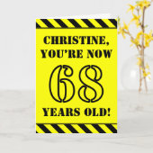 68ste verjaardag: Leuke stencil stijl tekst, aange Kaart (Gele Bloem)