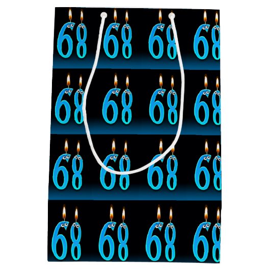 68ste verjaardag met oogbalkaarsen medium cadeauzakje (Achterkant)