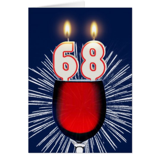 68ste Verjaardag met wijn en kaarsen Kaart