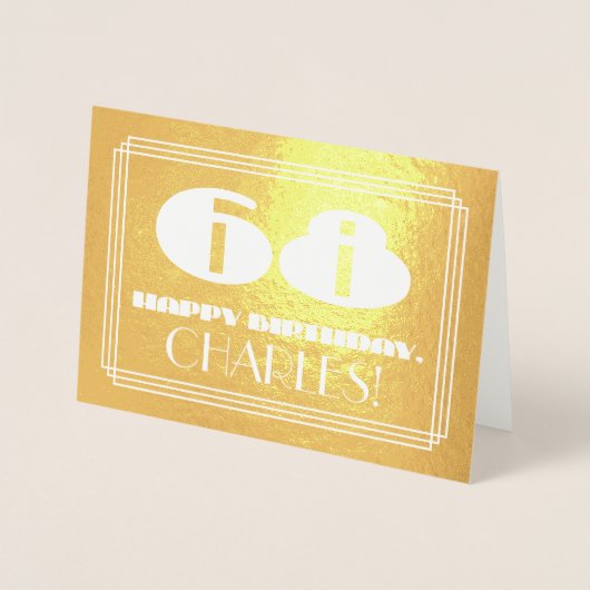 68ste verjaardag: naam + Art Deco geïnspireerd loo Folie Kaarten (Voorkant)