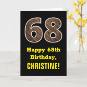 68ste verjaardag: naam, Faux Wood Grain Patroon "6 Kaart (Gele Bloem)