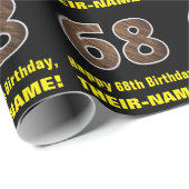 68ste verjaardag: Naam & Faux Wood Grain Patroon " Cadeaupapier (Rol Hoek)