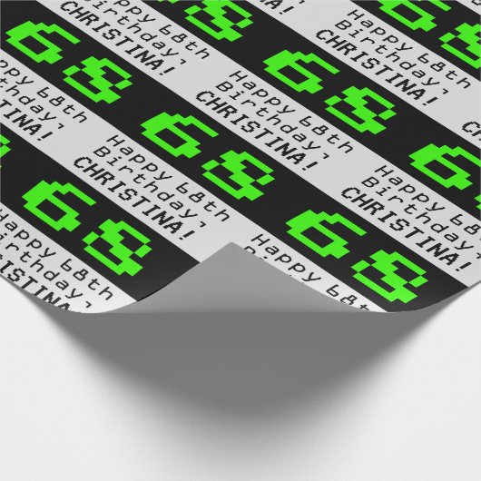 68ste verjaardag - Nerdy / Geeky stijl "68" en naa Cadeaupapier (Hoek)