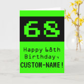 68ste verjaardag: Nerdy / Geeky stijl "68" en naam Kaart (Gele Bloem)
