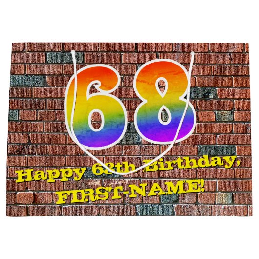 68ste verjaardag: Plezier, op graffiti geïnspireer Groot Cadeauzakje (Voorkant)
