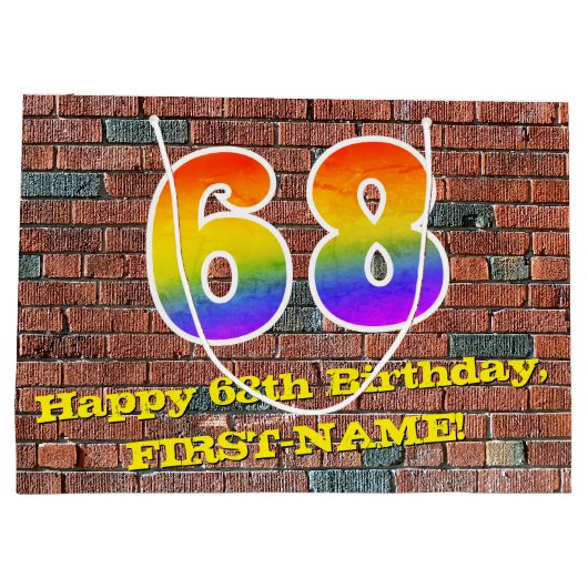 68ste verjaardag: Plezier, op graffiti geïnspireer Groot Cadeauzakje (Achterkant)