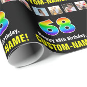 68ste verjaardag: Regenboog "68"; Aangepaste foto' Cadeaupapier (Rol Hoek)