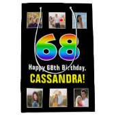 68ste verjaardag: Regenboog "68", aangepaste foto' Medium Cadeauzakje (Voorkant)