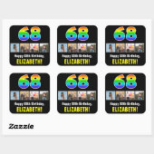 68ste verjaardag: Regenboog "68"; Aangepaste foto' Vierkante Sticker (Vel)