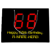 68ste verjaardag: Rode digitale klokstijl "68" + n Groot Cadeauzakje (Voorkant)