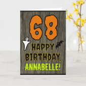 68ste verjaardag: Spooky Halloween Thema, aangepas Kaart (Gele Bloem)