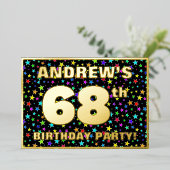 68ste verjaardag van de geboorte - Fun, kleurrijk  Folie Uitnodiging (Staand Voorkant)