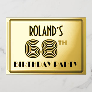 68ste Verjaardagsfeest — Art Deco Stijl “68” & Naa Folie Uitnodiging