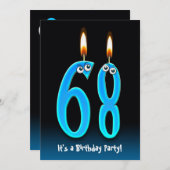 68ste verjaardagsfeestje uitnodigen kaart (Voorkant / Achterkant)