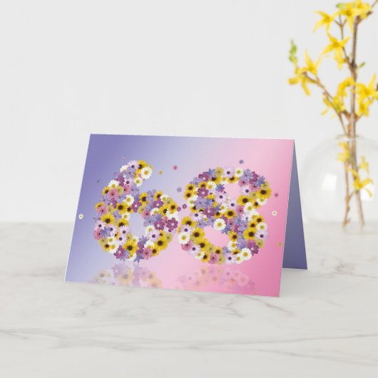 68ste verjaardagskaart met bloemrijke brieven kaart (Gele Bloem)