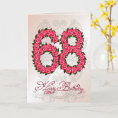 68ste verjaardagskaart met rozen en bladeren kaart (Gele Bloem)