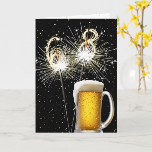 68ste Verjaardagsparklers met Beer Mok Kaart (Gele Bloem)