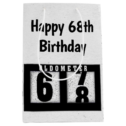 68th Birthday Black Odometer Medium Cadeauzakje (Voorkant)