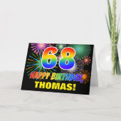 68th Birthday: Bold, Fun, Fireworks, Rainbow 68 Kaart (Voorkant)