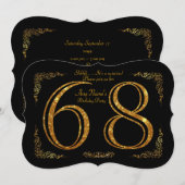 68th, Birthday party 68th, geweldige Gatsby, zwart Kaart (Voorkant / Achterkant)