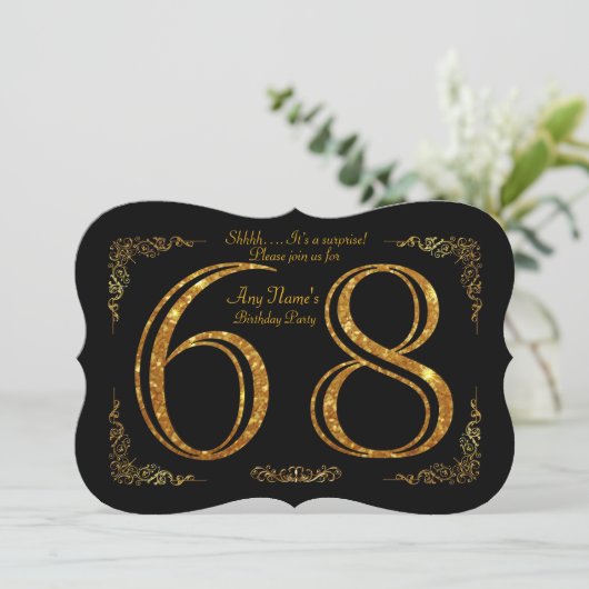 68th, Birthday party 68th, geweldige Gatsby, zwart Kaart (Staand voorkant)