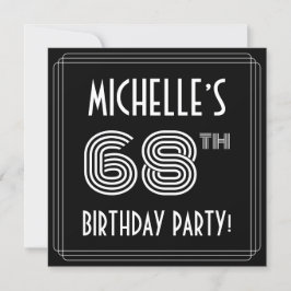 68th Birthday Party: Art Deco Style w/ Custom Name Kaart