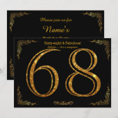 68th Birthday party, Gatsby styl, zwarte gouden gl Kaart (Voorkant / Achterkant)
