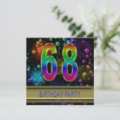 68th Birthday party Uitnodiging met bellen (Staand voorkant)