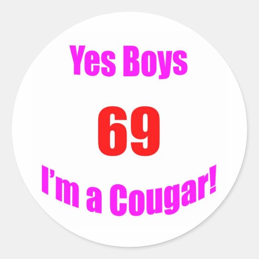 69 Cougar Verjaardag Ronde Sticker (Voorkant)