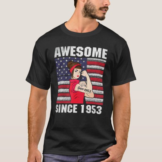 69 jaar Geweldige sinds 1953 69e verjaardag vrouwe T-shirt (Voorkant)