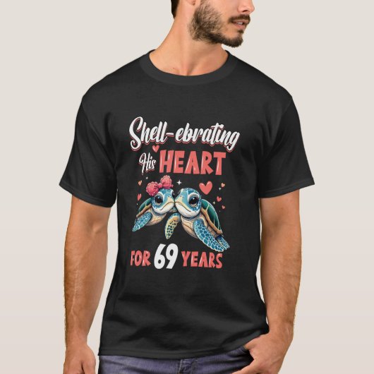 69 Jaar Jubileum Koppel Passende Shell-ebreren T-shirt (Voorkant)
