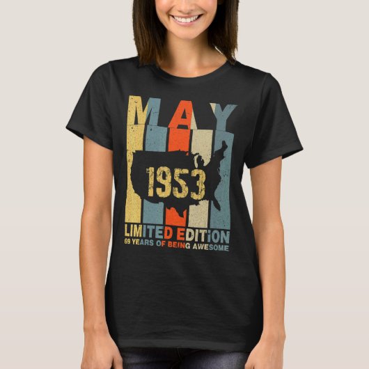 69 jaar mei 1953 69 jaar Geweldige zijn T-shirt (Voorkant)