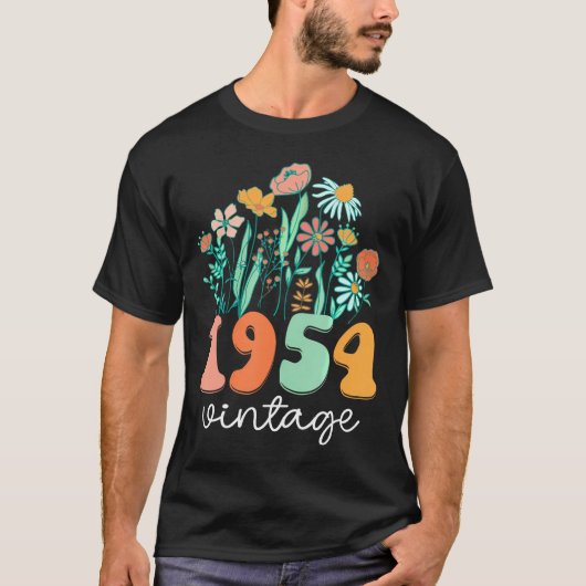 69 Jaar Oud 1954 69e Vrouwen Verjaardag Wildflower T-shirt (Voorkant)
