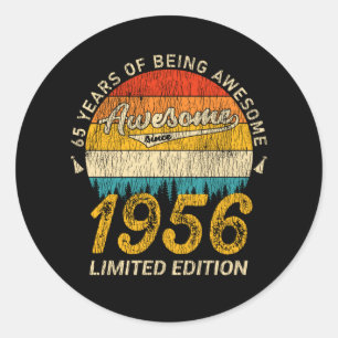 69 jaar oud 1956 Retro Geweldige 69ste verjaardag Ronde Sticker
