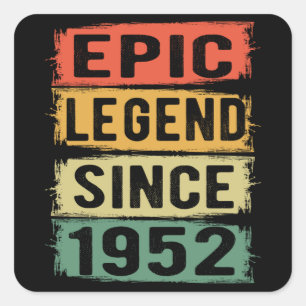 69 jaar oude dag 1952 Epic Legend 70th Birthday Vierkante Sticker