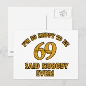 69 jaar Oude design Briefkaart (Voorkant / Achterkant)