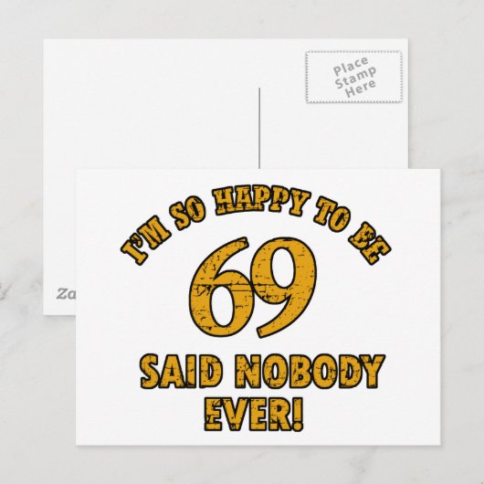 69 jaar Oude design Briefkaart (Voorkant / Achterkant)