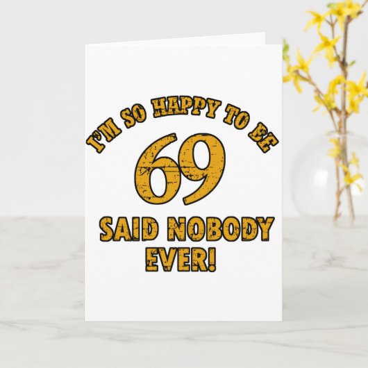 69 jaar Oude design Kaart (Gele Bloem)