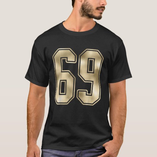 69 Overzichtsnummer 69 Sportfan Jersey Stijl T-shirt (Voorkant)