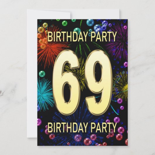 69e 'Birthday Party' Uitnodiging vuurwerk bellen (Voorkant)