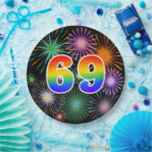 69e Evenement - Leuk, Kleurrijk, Vet, Regenboog 69 Papieren Bordje (Feest)