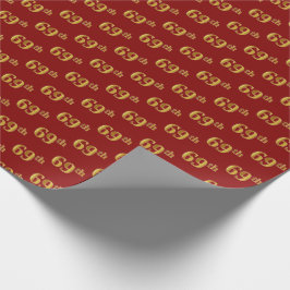 69e gebeurtenis Red, Faux Gold (negenenzestig) Cadeaupapier