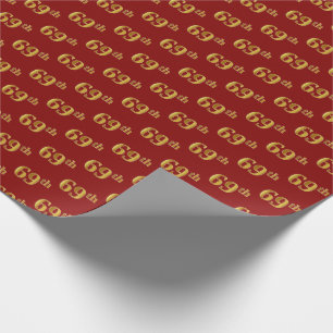 69e gebeurtenis Red, Faux Gold (negenenzestig) Cadeaupapier